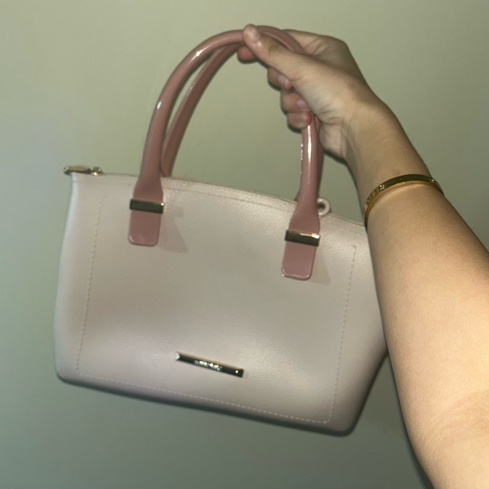 Pink silicone bag, gold hardware